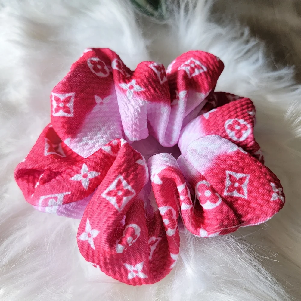 Last One! Elegant Pink Mono Patterned Hair Tie